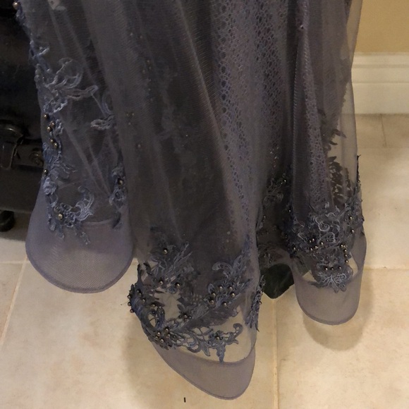 🎊Jovani Crystal bead embellished lace lined mermaid racer open mesh gown + bag - Picture 9 of 16